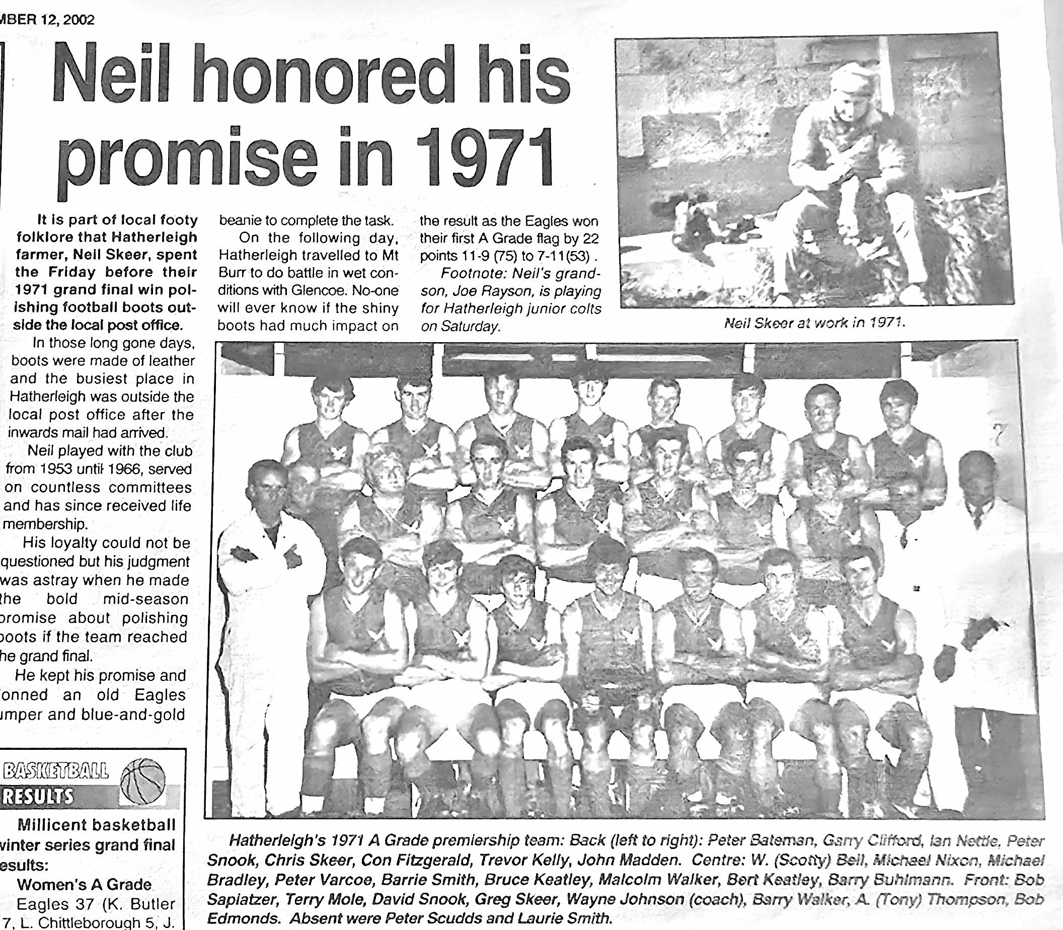 The South Eastern Times, 12 September 2002, page 20: 'Neil honored his promise in 1971'