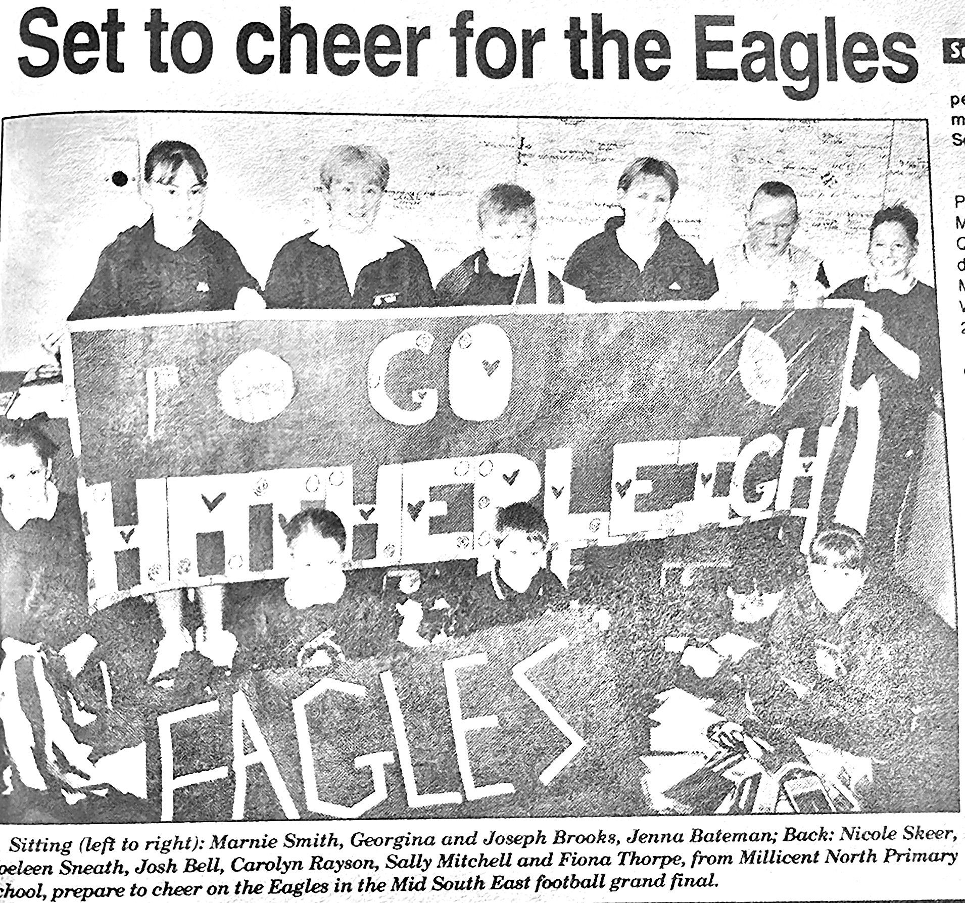 'Set to cheer for the Eagles' — The South Eastern Times, 12 September 2002, with the original caption