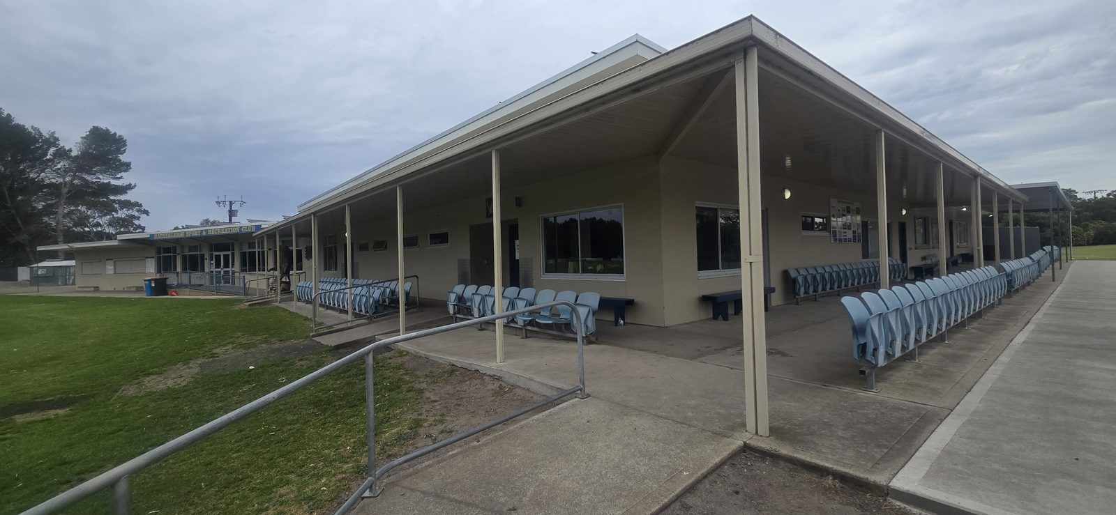 Verandah seating at the Hatherleigh clubrooms overlooking the oval
