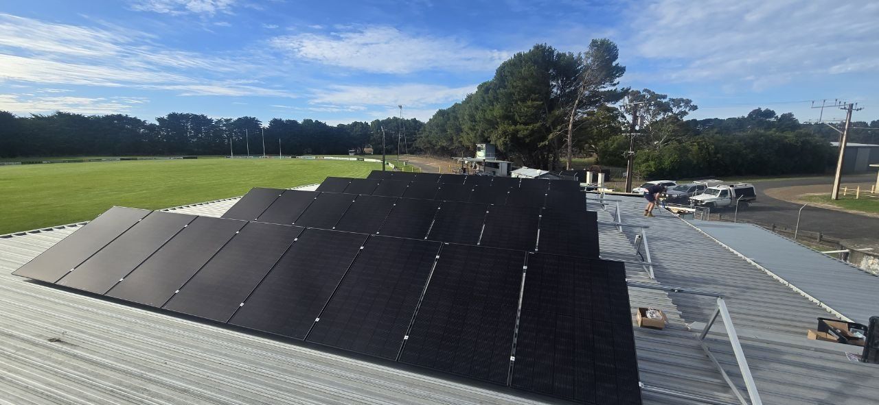 New solar panels installed on the Hatherleigh clubrooms roof overlooking the oval