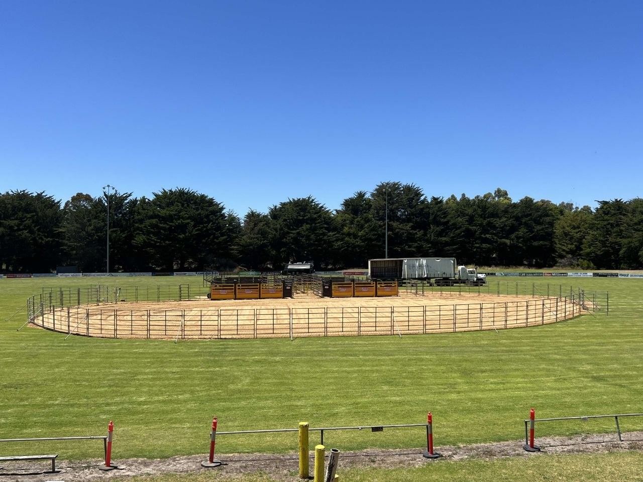 The rodeo arena and chutes set up on the Hatherleigh oval