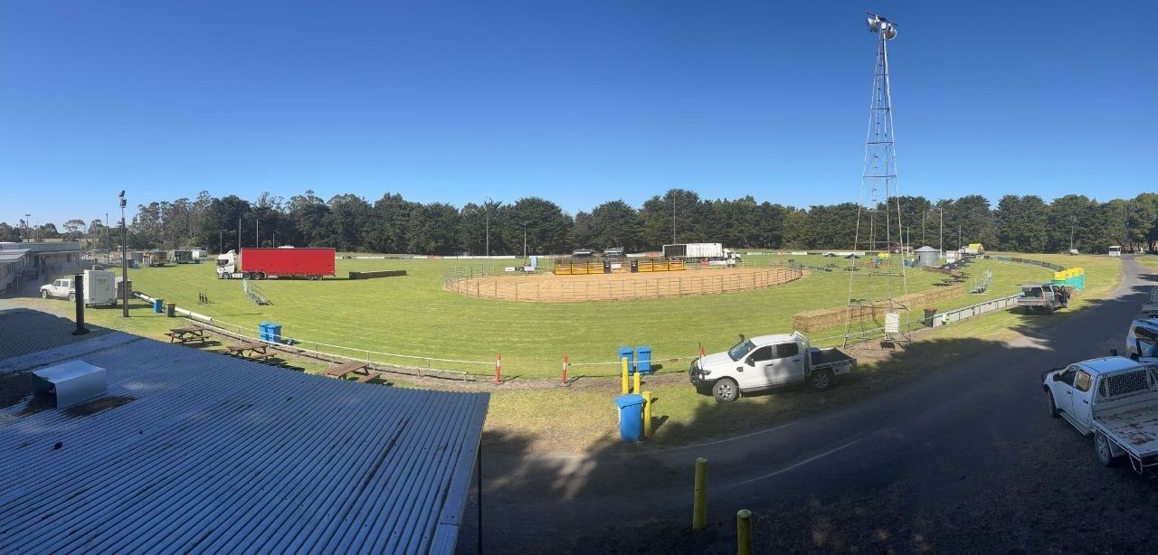 Panorama of the Hatherleigh Sport & Recreation Centre set up for the rodeo